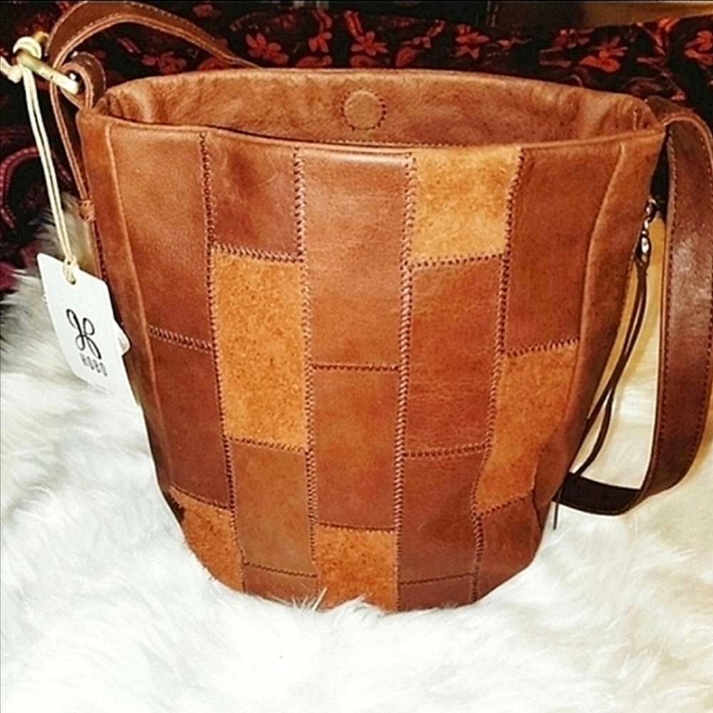 NWT HOBO 'Kharma' Chestnut Mixed Leathers Shoulder Bag
